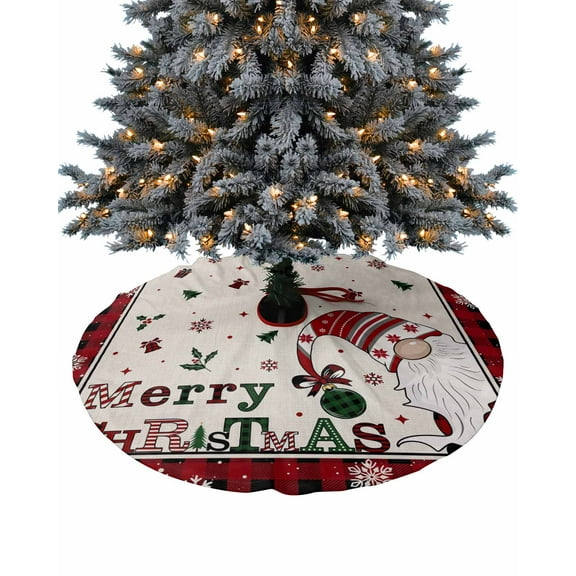Christmas Christmas Tree Skirt 36 Inches Large Christmas Skirt Tree, Red Black Plaid Gnomes Xmas Tree Snowflake Berry Tree Skirt Christmas Decorations for Fireplace Party Holidays Indoor Outdoor