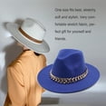 thumbnail image 2 of Worallymy Fedora Hats Unisex Sattin Weave  Warm Gold Necklace  Leisure Wool Cap Solid Color Luxury Hat Hat Wedding Birthday Festival Blue, 2 of 6