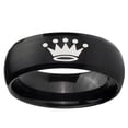 thumbnail image 2 of Crown 8MM Dome Brush Black Polish Edge Tungsten Men Ring, 2 of 2