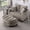 Brown + Foam + 2 Seat, variant on Double Sofa Chaise with Storage Footrest, Unique Design & Throw Pillows,Grey