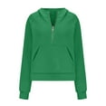 thumbnail image 3 of IROINNID Hoodie for Women Solid Casual Pullover Loose Fit Long Sleeve Fall Basic Tops with Zipper Pocket,Green, 3 of 5