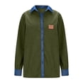 thumbnail image 5 of Tiweut Women Long Sleeve Shirts Lapel Denim Trim Button Down Open Front Ladies Tops, 5 of 5