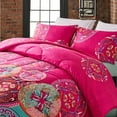 thumbnail image 4 of HGmart Fuchsia round pattern queen 3 pieces comforter set, stylish, elegant, warm, and comfortable, 4 of 4