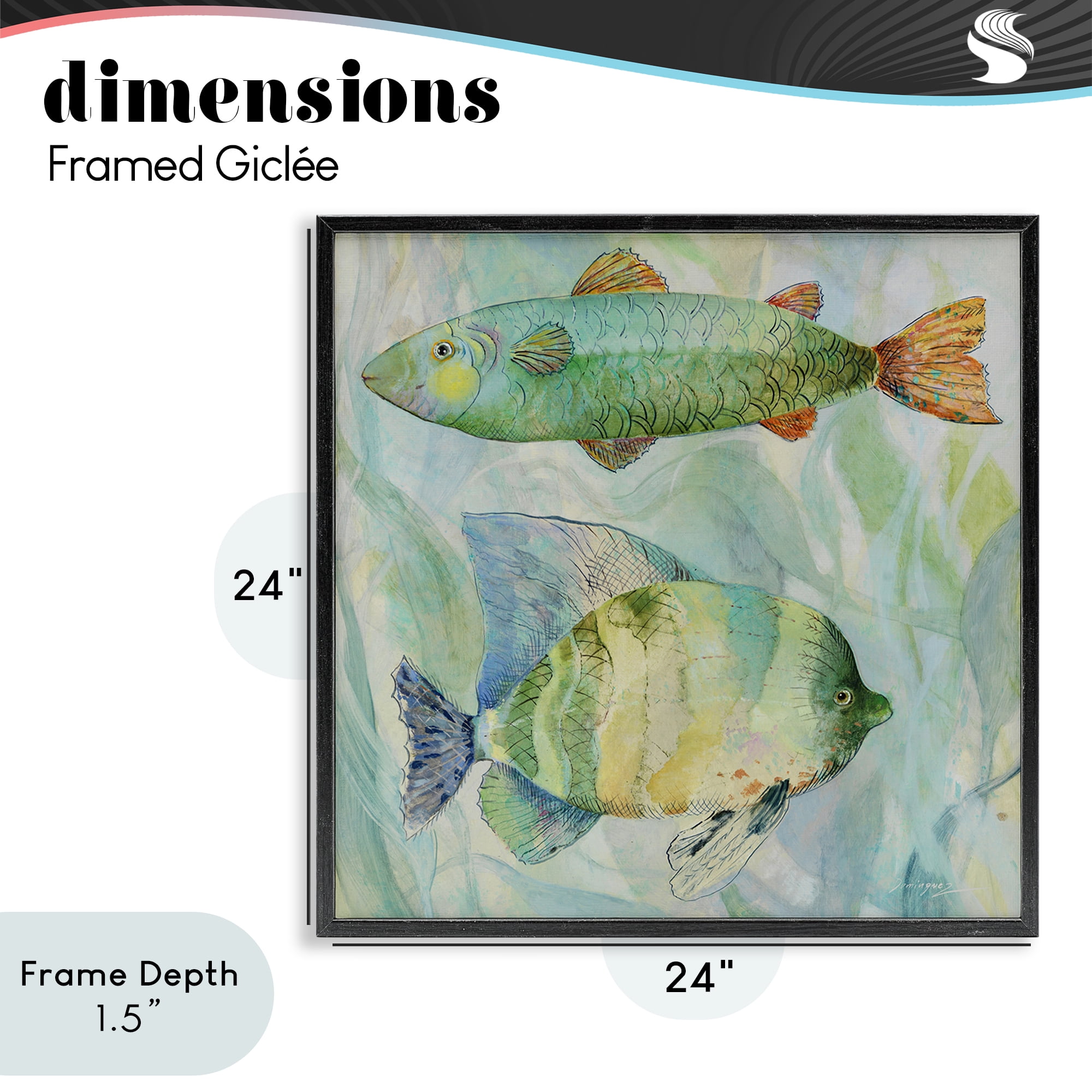 Stupell Industries Sweet Fish Duo Watercolor Black Framed Giclee Art, design by Lorenzo Collective
