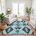 thumbnail image 7 of Addison Rugs Mayfield Premium Machine Washable Transitional Aztec Teal Rectangle Rug, 10' x 14', 7 of 7