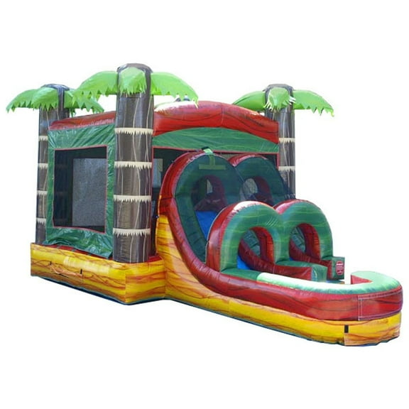 TentandTable Kids Inflatable Water Slide Bounce House Combo with Blower, Tropical Fire Marble
