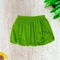 thumbnail image 3 of Kidsy Toddler Baby Girls Embroidery Bubble Skirt – Peruvian Pima Cotton, Balloon Skirt, Elastic Waist, Pull-On, Solid Colors, Acid Green, 3, 3 of 11