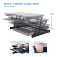 thumbnail image 5 of Rocelco 32" Height Adjustable Standing Desk Converter | Sit Stand Up Tabletop Riser Computer Workstation | Dual Monitor Retractable Keyboard Tray Gas Spring Assist | Black (R ADRB), 5 of 10