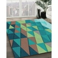 thumbnail image 3 of Ahgly Company Machine Washable Indoor Round Transitional Turquoise Green Area Rugs, 5' Round, 3 of 7