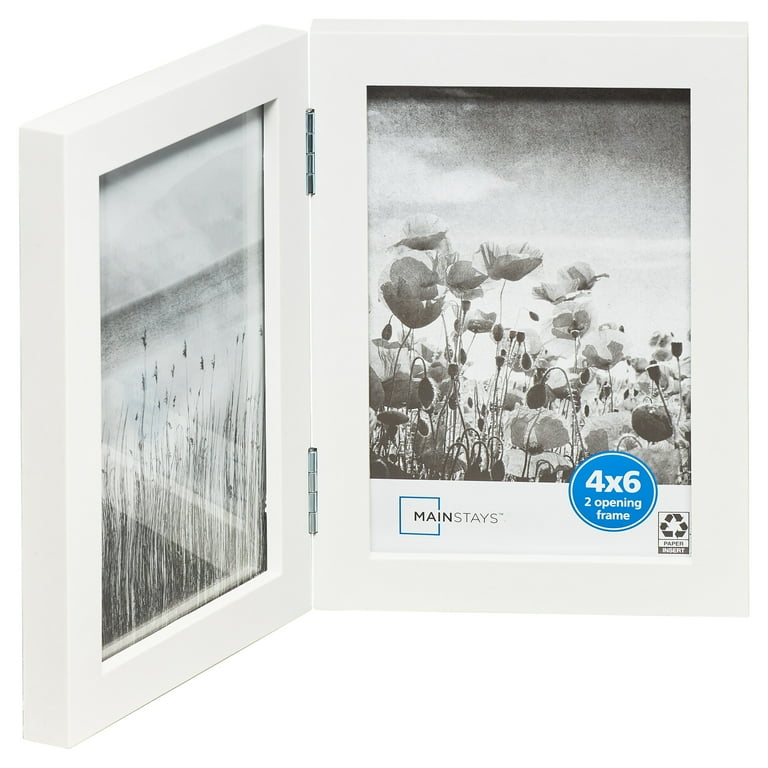 Mainstays – 4x6 Picture Frame – White 2 Photo Hinge Linear Program