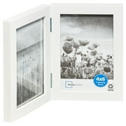 Mainstays – 4x6 Picture Frame – White 2 Photo Hinge Linear Program Tabletop Photo Frame