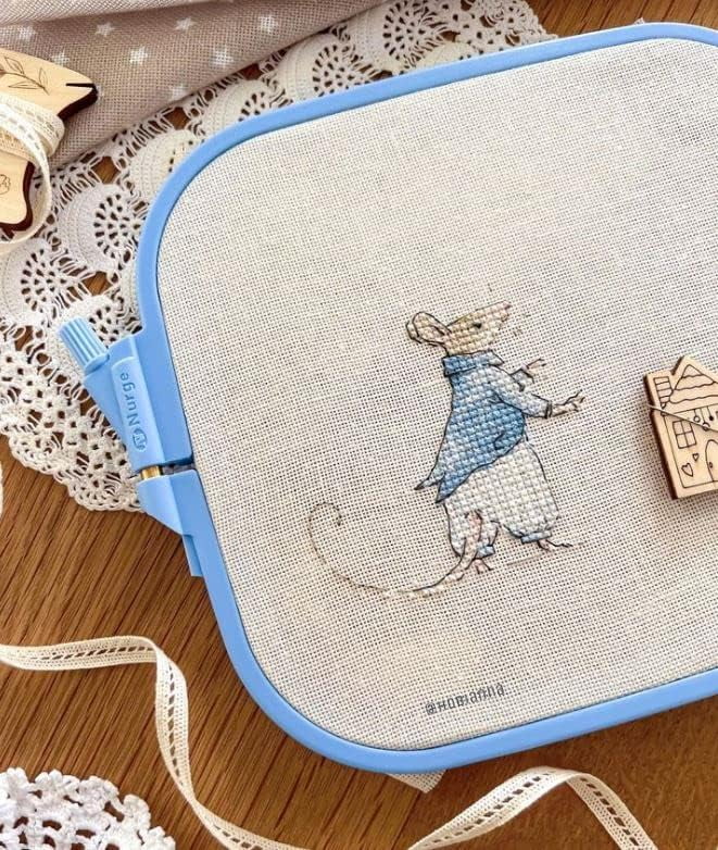 Nurge Blue Square Embroidery Hoops, 4 Pcs Set – ABS Plastic Frames for Cross Stitch, Sewing & Needlework, DIY Crafts (Multi-Size)