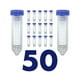 thumbnail image 2 of Tubos de centrífuga cónicos científicos de 50 ml, paquete de 50, tubo de ensayo de plástico con tapas de rosca, 50 ml, estéril, transparente, azul, 2 of 5