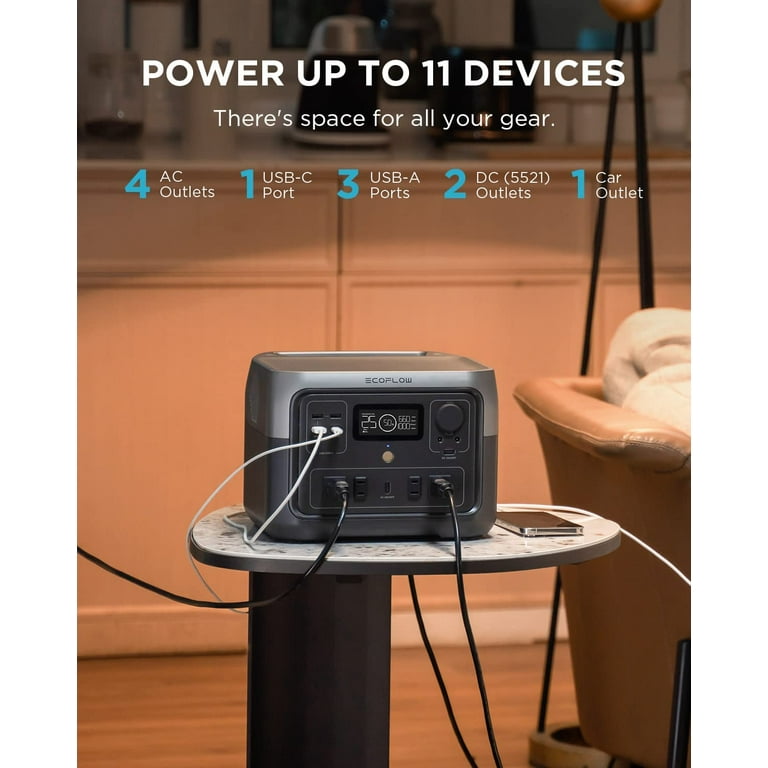 EcoFlow RIVER 2 Max Portable Power Station 512Wh Capacity,Solar Generator,1000W AC Output for Outdoor Camping,Home Backup,Emergency,RV,off-Grid