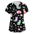 thumbnail image 2 of Scrubs for Women V Neck Cute Animal Pattern Scrub Tops Stretchy Nursing Uniforms Holiday Medical Shirts with Pockets, 2 of 6