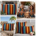 thumbnail image 5 of Abstract Vertical Striped Outdoor Waterproof Pillow Covers, Colorful Rainbow Stripes Retro Decorative Square Throw Pillowcase Sofa Cushion Sham for Patio/Couch/Chair, 16"x16" 2 Pack, 5 of 8
