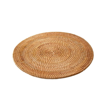 

huntermoon Bowl Mat Insulation Pad Rattan Placemats Table Mats Tea Set Accessories Round Natural Handmade Coasters