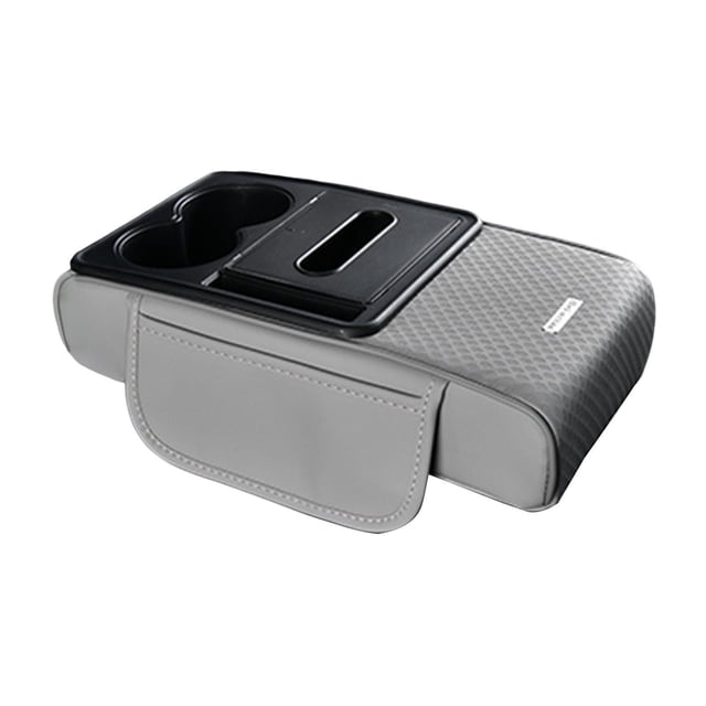 davian Car Armrest Pad Center Console Box Tissue Holder PU Leather Comfortable Sponge Padding Multifunctional Storage Organizer with Phone Slot Easy Installa gray