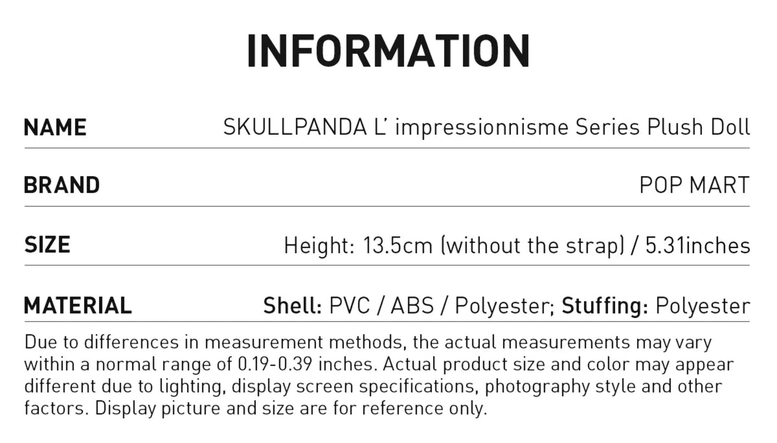 POP MART: SKULLPANDA L'impressionnisme Series Plush - 1 Blind Box