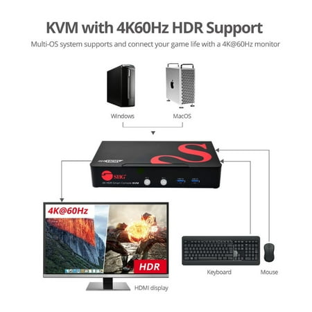 UPC: 0662774042909 | SIIG 2-Port HDMI 2.0 4K HDR Smart Console KVM Switch with USB 3.0 Multimedia Ports