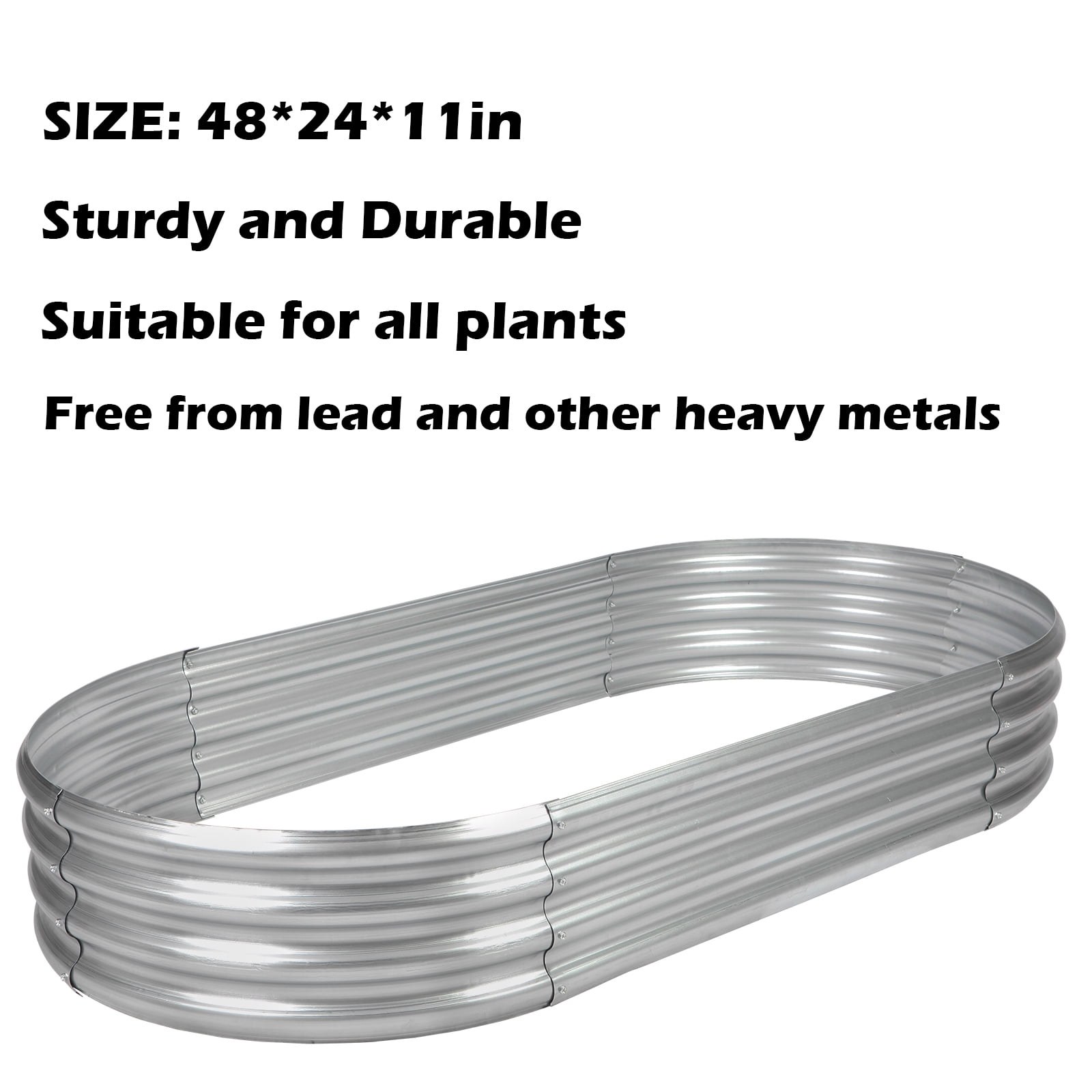 Nana Guard Galvanized Raised Garden Bed Kit, 3Pcs 4ft Planter Boxes Outdoor, Oval Metal Raised Garden Beds for Vegetables