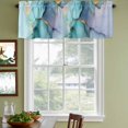 thumbnail image 3 of Teal Marble Curtain Valances for Windows, Kitchen Valance Window Treatments Panel 2 Pack, Modern Ink Painting Abstract Art Rod Pocket Short Curtains for Bathroom Bedroom 42 x 18 Inch, 3 of 8