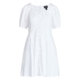 thumbnail image 5 of Scoop Women’s Button Front Mini Dress with Puff Sleeves, Sizes XS-XXL, 5 of 5