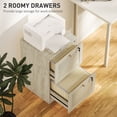 thumbnail image 3 of Boho 2 Drawer Filing Cabinet with Lock, Oak Wood Grain Office Storage Cabinet with Natural Rattan Accents, Fits A4 & Letter Size Files, Compact Design for Home Office or Study, 3 of 7
