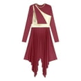 thumbnail image 5 of Zaldita Praise Dance Wear For Women Color Block Long Sleeve Liturgical Worship Dancewear Burgundy L, 5 of 7