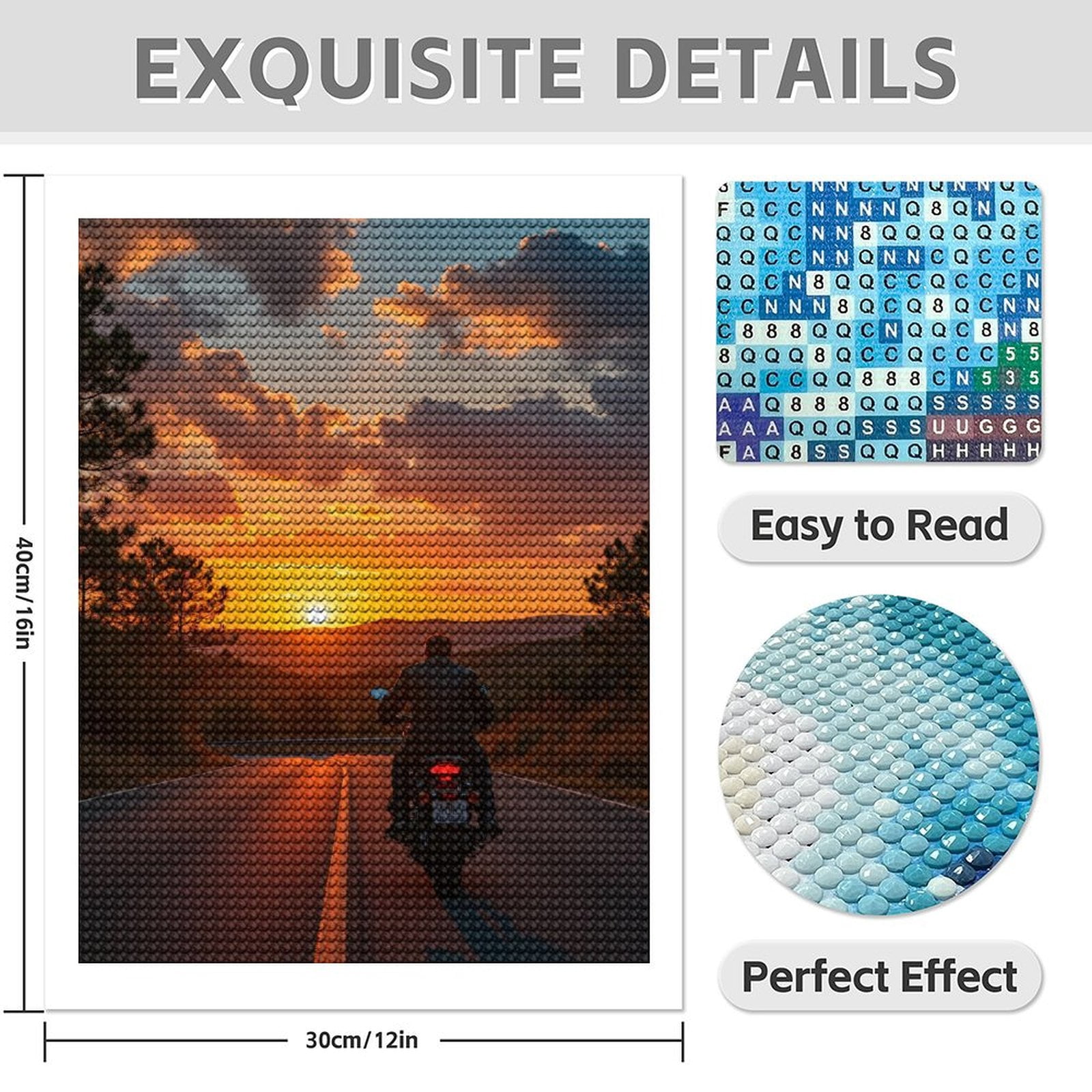 Diamond Art Kits for Adults - 5d Motorcycle Sunset Adventure Road Diamond Painting for Adults, Diamond Art for Adults Beginners, Diamond Painting Kits for Adults for Home Wall Decor