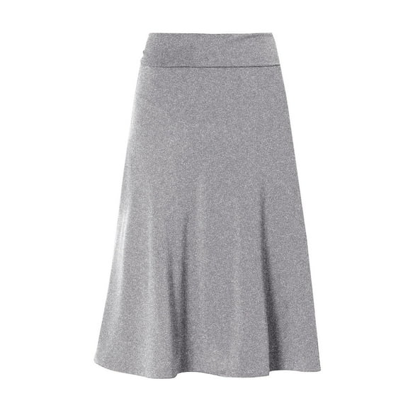 Ploknplq A-line Skirt for Women Solid Midi Length Midi Skirt Gray L