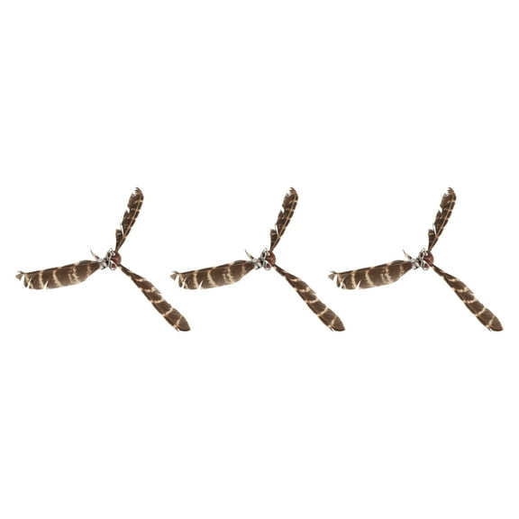 Unique Bargains 3pcs Cat Feather Plaything Cat Wand Replacement Feather W/ Bell for Pet Interactive Brown