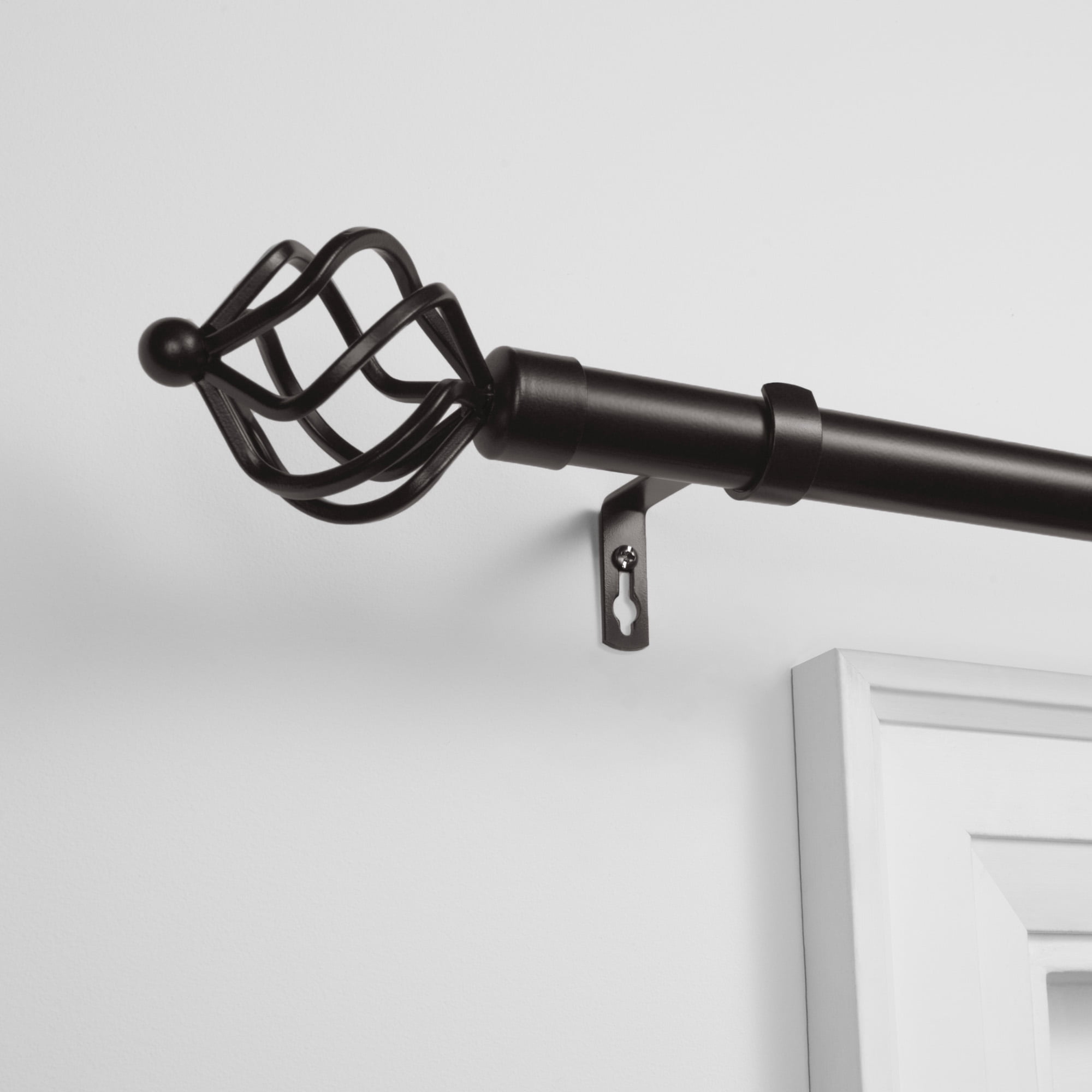EXCLUSIVE HOME Torch 1" Curtain Rod and Finial Set, Matte Bronze, Adjustable 84"-160"