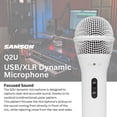 thumbnail image 2 of Samson Q2U USB and XLR Handheld Dynamic Microphone with Cardioid Polar Pattern (White) Bundle with Desktop Boom Arm Microphone Stand and Pop Filter for Broadcasting and Recording Microphones, 2 of 7