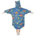 thumbnail image 2 of FORMRS Wearable Blanket Hoodie with Sleeves for Kids Cozy Flannel Sweatshirt, Blue Cartoon Galaxy, 2 of 7