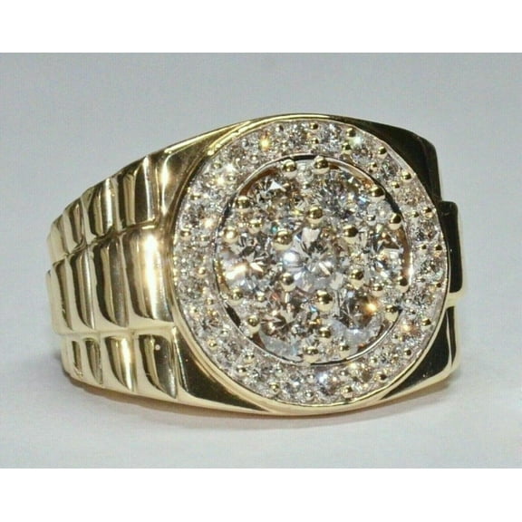 Forever Jewels 2.00Ct Round Moissanite Engagement Pinky Ring Men 14k White Gold Plated