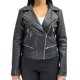 thumbnail image 1 of Chamarra de piel negra estilo cruzada para dama Castelli Leather Authentic Elizabeth Biker cruzado, 1 of 4