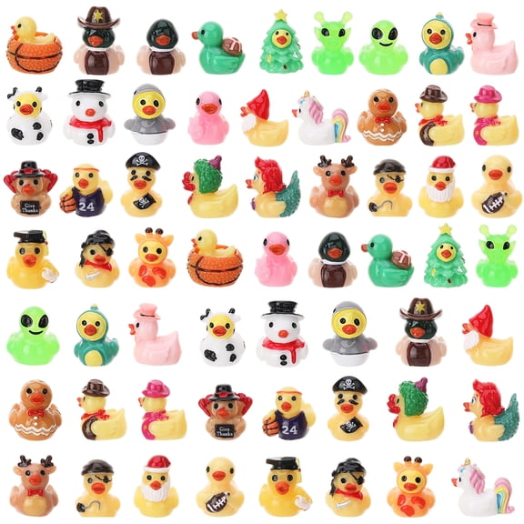 sixwipe 60 pcs Mini Resin Ducks, Colorful Miniature Ducks Figurines, Small Ducks Figures, Tiny Animal Accessories for Potted Plants Garden Landscape DIY Home Decoration