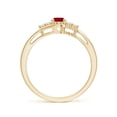 thumbnail image 2 of ANGARA Natural Oval Ruby Bypass Ring with Trio Diamond Accents in 14K Yellow Gold for Women (Size-6x4mm) | July Birthstone, Birthday, Anniversary, Jewelry Gift for Women | Natural Ruby Ring, 2 of 8