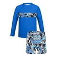 thumbnail image 4 of Bathing Suits for Teens Rash Guard Swimsuits Set for Boys Hawaiian Print Long Sleeve Swim Shirt with Swim Trunks Vacation Modest Two Piece Swim Set for 3-14Years, 4 of 7