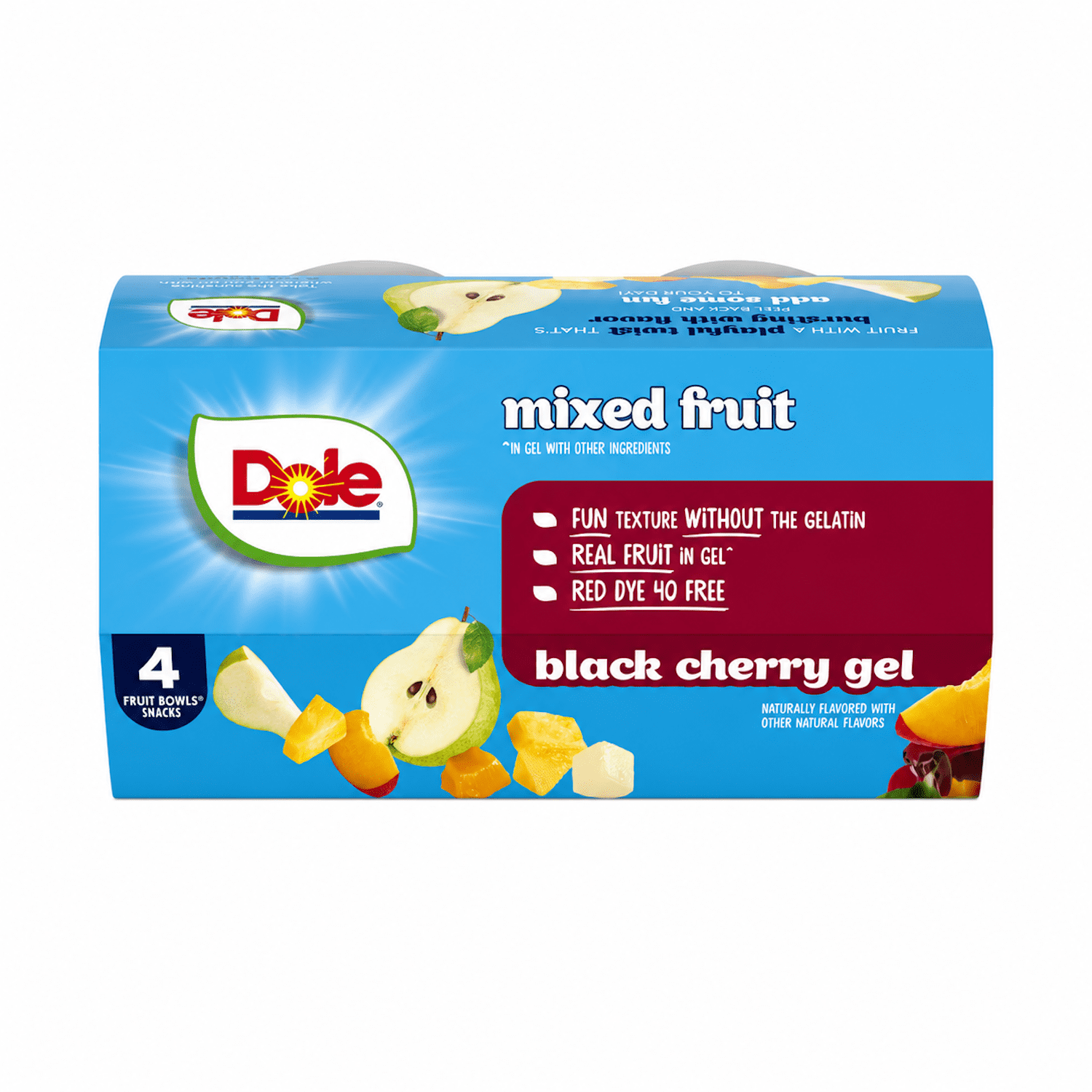 (3 pack) Dole Fruit Bowls Mixed Fruit in Black Cherry Gel, 4.3 oz Cups (4 Pack)