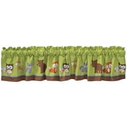 Bedtime Originals Friendly Forest Green/Brown Woodland Animal Rod Pocket Valance, 54” x 10”