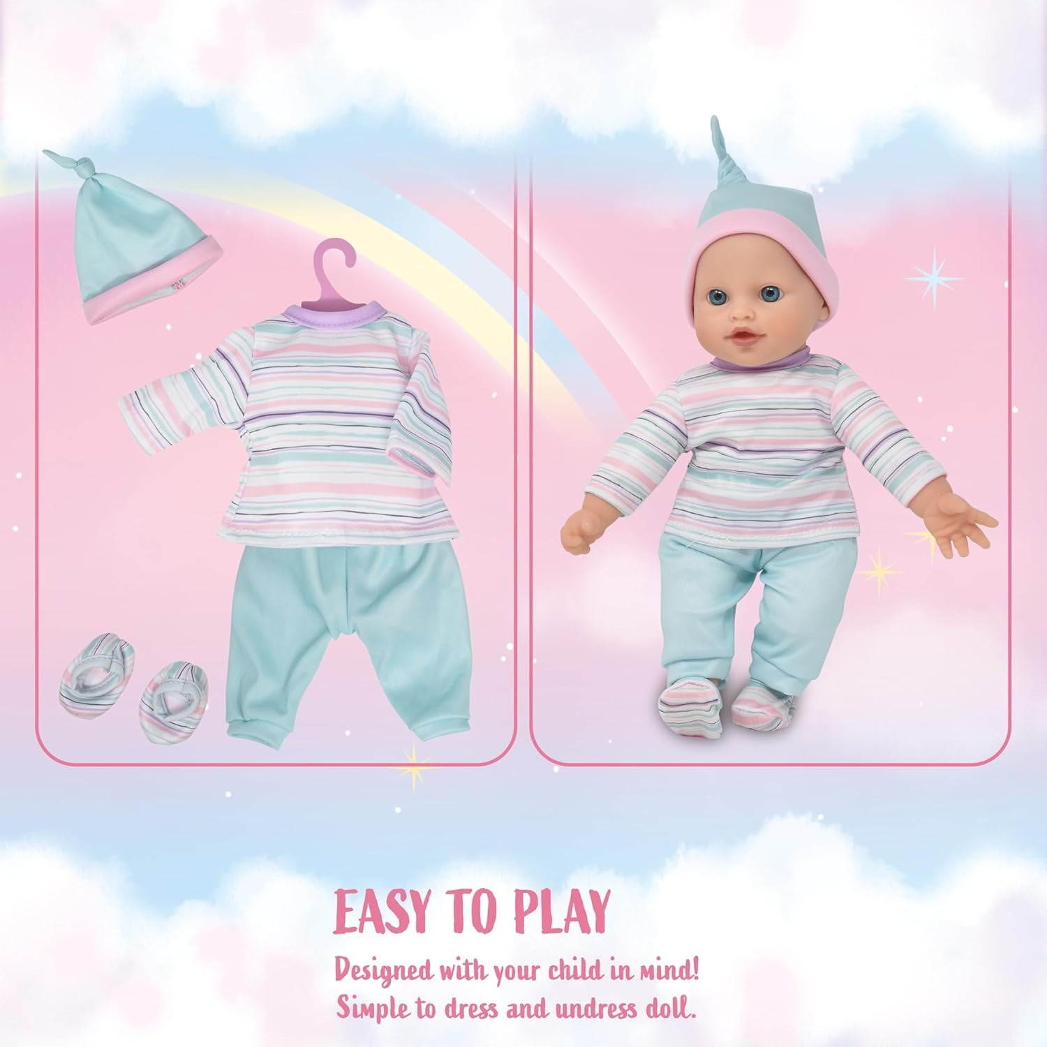 Gift Boutique 12-Inch Soft Body Baby Doll with Clothes, Backpack Carrier & Accessories for Toddlers and Kids