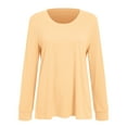 thumbnail image 5 of GEWSEY Women Long Sleeve Shirts Casual Fall Tees Crew Neck Basic Tunic Tops (Khaki, XXXL), 5 of 5