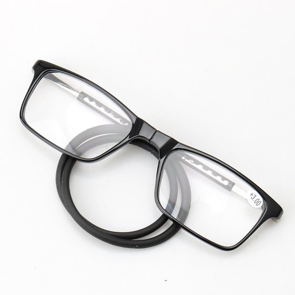Magnetic Reading Glasses Men Women Front Connect Adjustable Temples Eyeglass Around Neck Hanging Readers 1.0,Black