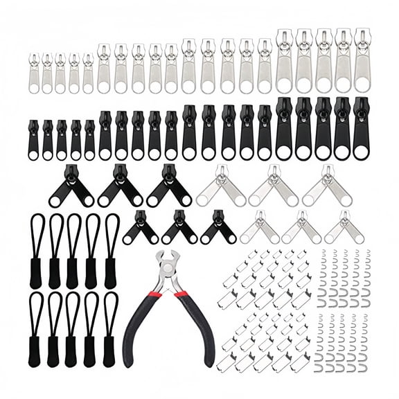 Naisfei 183 Piece Zipper Repair Kit - Replacement Zippers, Sliders, Stoppers & Tools for Sewing, Luggage, Jackets, Coats, Jeans