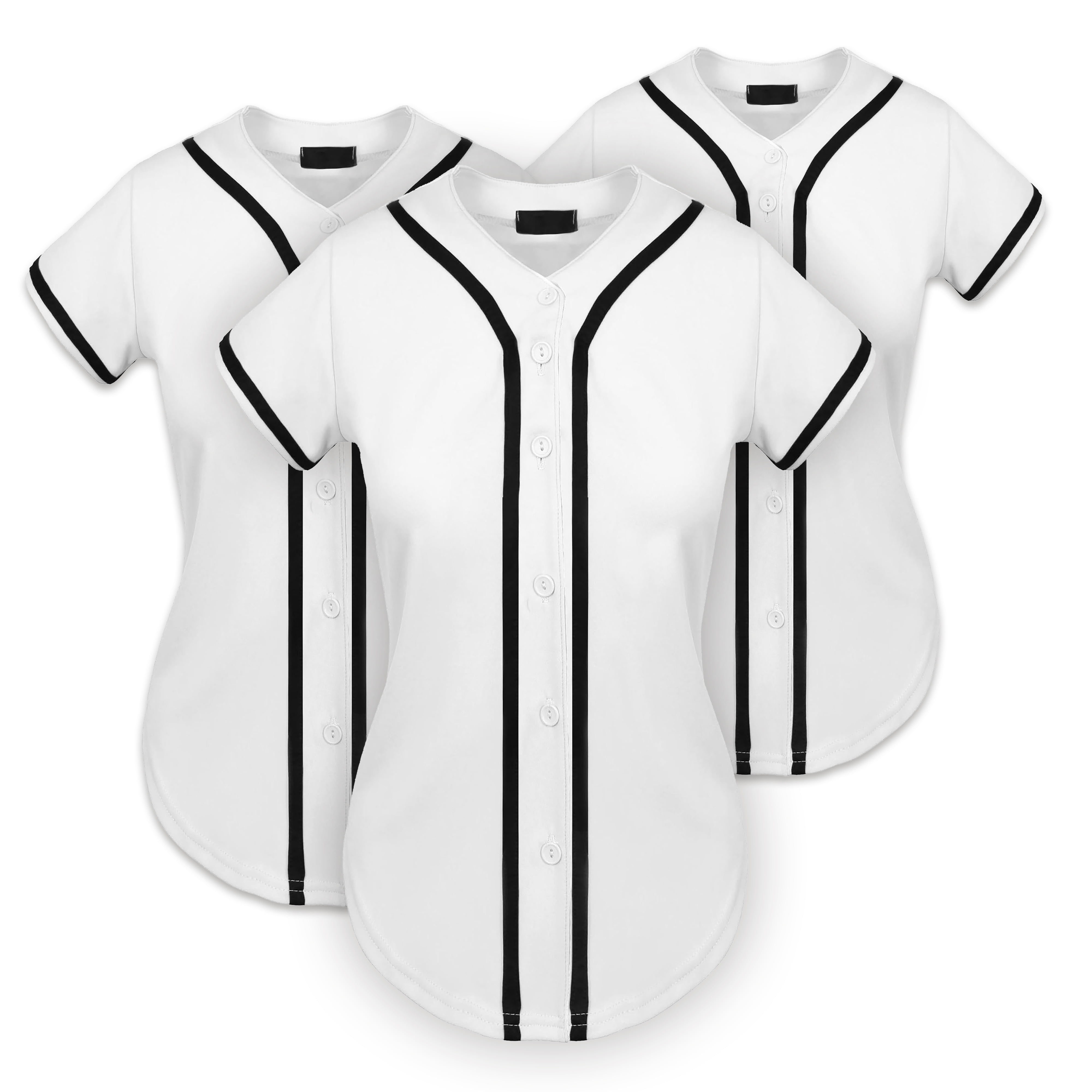 Ma Croix Women's Athletic Baseball Button Down Jersey 3Pack