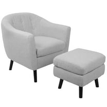 LumiSource Noise Rockwell Accent Chair And Ottoman Set, Light Gray/Natural