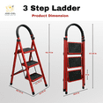 thumbnail image 3 of Joie-Ciel 3-Step Folding Ladder with Handgrip, Wide Non-Slip Steps, 500 lbs Capacity, Red, 3 of 7