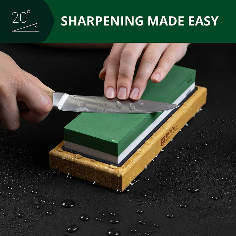 Sharpening Stone Whetstone Set 2 Side Grit 1000/6000, Professional Whetstone Knife Sharpener, Knife Sharpening Stone Kit with Bamboo Base, Flatting
